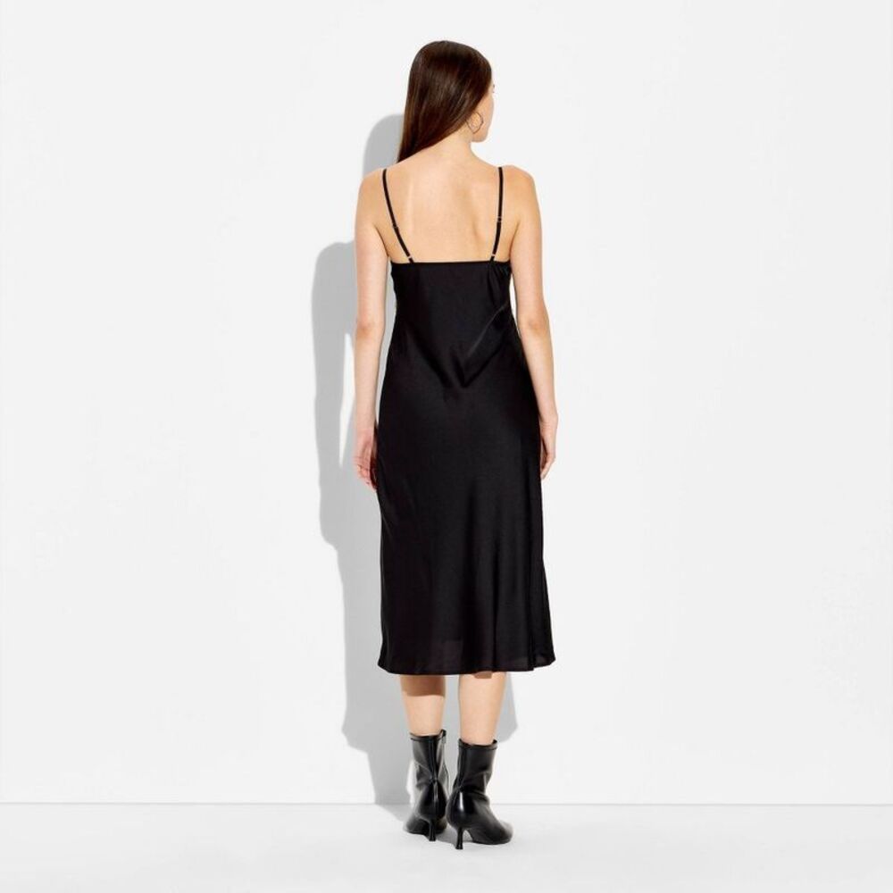 wild fable Black Slip Dress with Cream Lace Trim - Picture 3 of 3